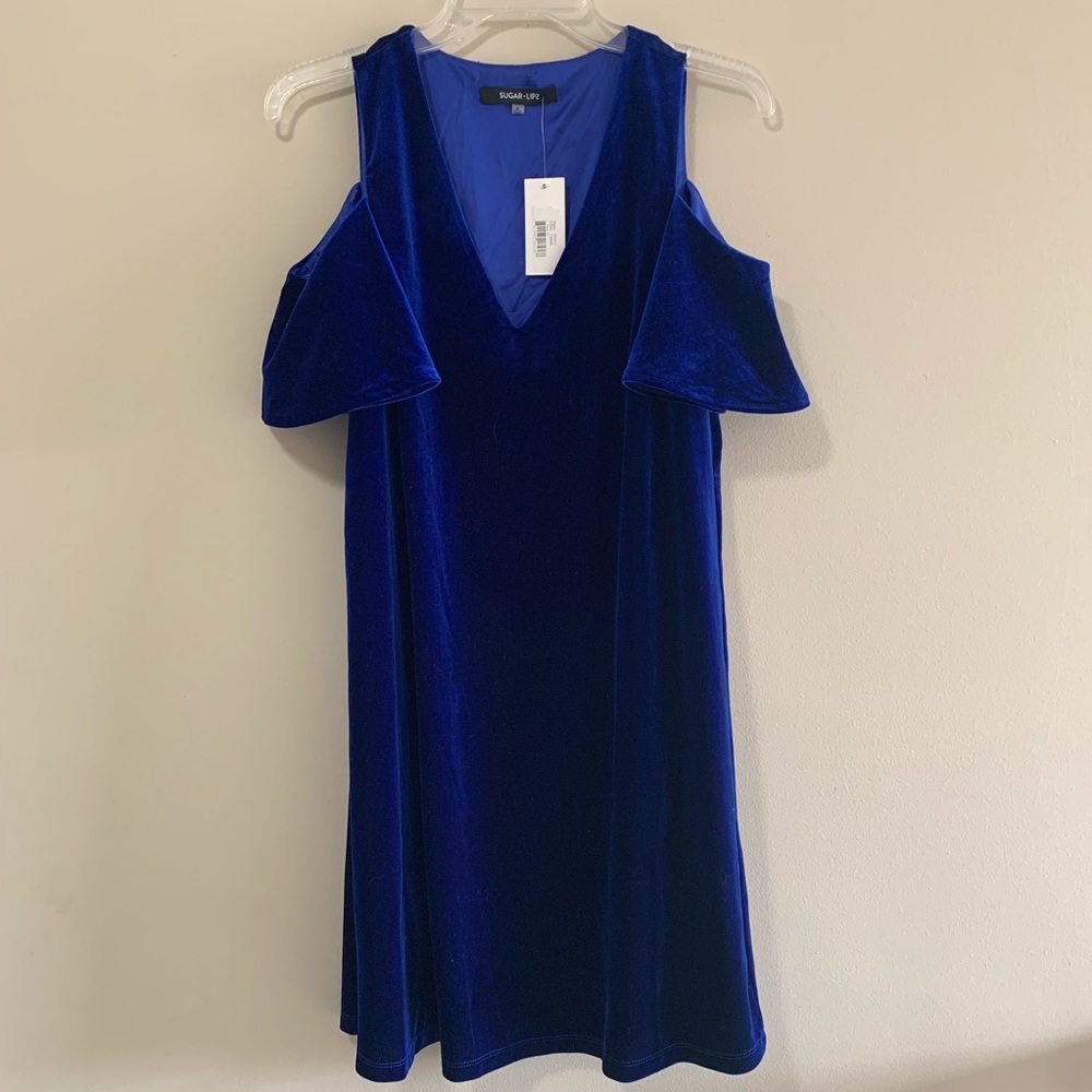 Sugar Lips  Anthropologie Blue Velvet Dress